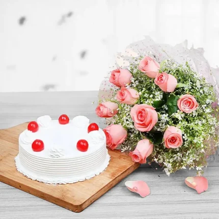 vaniila cake bouquet combo